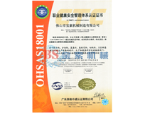 玩球平台(中国)有限公司OHSAS18001证书